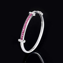 Carica l&#39;immagine nel visualizzatore di Gallery, Charms Red Crystal Bangle Adjustable Ring Luxury Designer Jewelry Bracelet for Men Women Couples