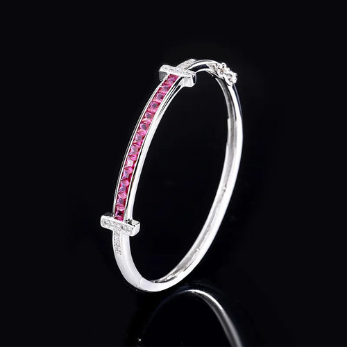 Charms Red Crystal Bangle Adjustable Ring Luxury Designer Jewelry Bracelet for Men Women Couples
