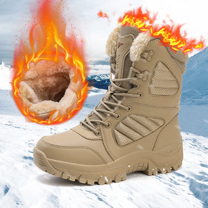 Men Military Leather Boots Army Platform Shoes Warm Plush Couple Platform Ankle Boots x59