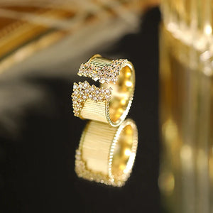 Gold Color Geometric Zircon Ring Luxury Men's Hip Hop Fashion Accessories