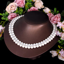 Cargar imagen en el visor de la galería, Handmade Cubic Zirconia Link Necklace Cluster Pearl Wedding Party Engagement Jewelry b71