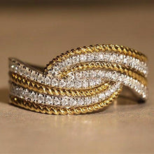 Charger l&#39;image dans la galerie, Shinning Two Tone Finger Ring Women Wedding Ceremony Accessories hr09 - www.eufashionbags.com