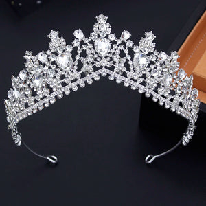 Royal Queen Water Drop Crystal Tiaras and Crowns Purple Bridal Diadem Wedding Crown Girls Hair Jewelry Accessories
