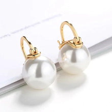 Cargar imagen en el visor de la galería, Simulated Pearl Drop Earrings for Women Metal Gold Color Fashion Earrings Daily Wear