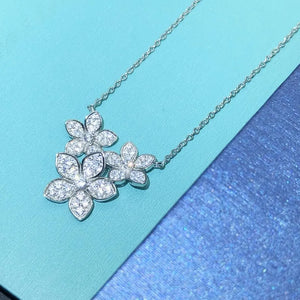 3Pcs Flowers Design Pendant Necklace New for Women Aesthetic Bridal Wedding Neck Accessories Fancy Gift Statement Jewelry