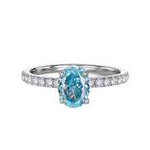 Carica l&#39;immagine nel visualizzatore di Gallery, 925 Sterling Silver Blue Oval High Carbon Diamond 6*8mm for Women Jewelry Valentine&#39;s Day Gift