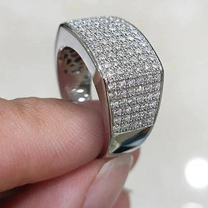 Full Bling Iced Out Rings for Women Silver Color Crystal Rings Wedding Band Jewelry t37 - www.eufashionbags.com