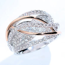 Charger l&#39;image dans la galerie, Two Tone Women Rings Full Paved Sparkling CZ Stone Wedding Bands Jewelry n103