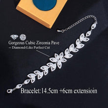 画像をギャラリービューアに読み込む, Shiny Cubic Zirconia Cluster Flower Leaf Women Wedding Bracelets cw58 - www.eufashionbags.com