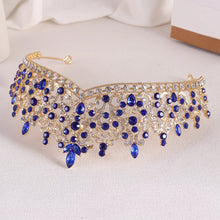 Carica l&#39;immagine nel visualizzatore di Gallery, Baroque Vintage Gold Color Pink Crystal Beads Bridal Tiaras Crowns Headwear e10