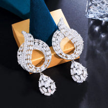 Load image into Gallery viewer, Luxury Full Cubic Zirconia Pave Earrings Long Drop Dangle Wedding Festive Jewelry b116