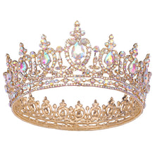 Carica l&#39;immagine nel visualizzatore di Gallery, Gorgeous Crystal Diadem Bridal Tiaras Royal Queen King Wedding Crown Headdress Bride AB Circle Party Hair Jewelry