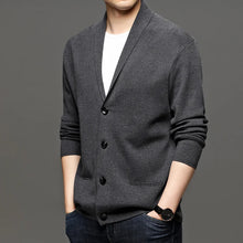 Cargar imagen en el visor de la galería, Korean Cardigan Men&#39;s Sweater Knit Top Male Clothes Black Long Sleeve V-Neck Wweater Oversize Sweater Jacket Men&#39;s Coat S-3XL