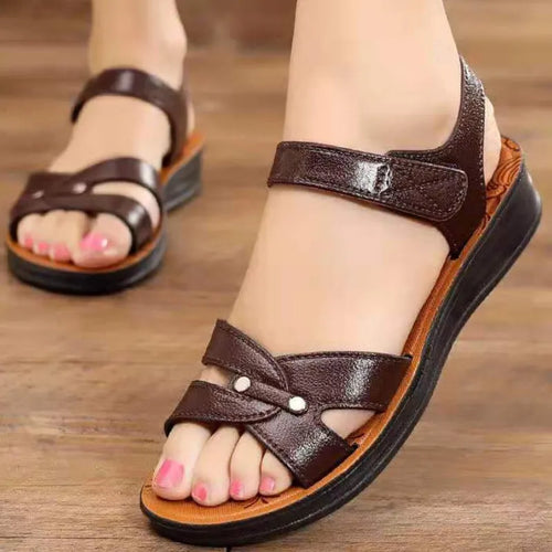 Summer Soft Bottom Sandals Women Retro Solid Color Non-slip Shoes Round Head Casual Comfortable Slippers Chaussure Femmes