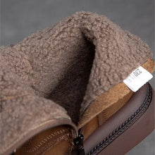 Carica l&#39;immagine nel visualizzatore di Gallery, 4cm Cow Suede Genuine Leather Boots Plush Women Wedge Ankle Rubber Warm Shoes