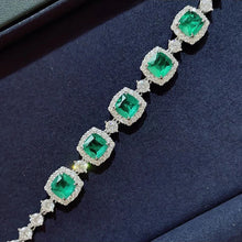 Laden Sie das Bild in den Galerie-Viewer, Vintage Luxury Silver Color Square Emerald Bracelets for Women Fashion Banquet Dress Bracelet x62