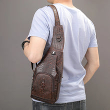 Cargar imagen en el visor de la galería, Genuine Leather Sling Bag Anti-Thief Crossbody Personal Pocket Bag Chest Shoulder Bag