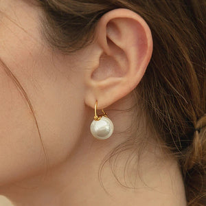 Simulated Pearl Drop Earrings for Women Metal Gold Color Fashion Earrings Daily Wear