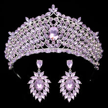 Load image into Gallery viewer, Red Crystal Wedding Crown and Earrings Set Tiaras Pageant Headwear Hiar Jewelry b11