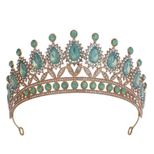 画像をギャラリービューアに読み込む, Baroque Vintage Gold Color Purple Opal Water Drop Crystal Tiaras Women Rhinestone Pageant Diadem Wedding Crown Hair Accessories