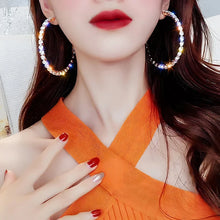 Cargar imagen en el visor de la galería, Big Hoop Earrings Full with Round Cubic Zirconia Sparkling Earrings for Women Daily Wear Modern Fashion Jewelry
