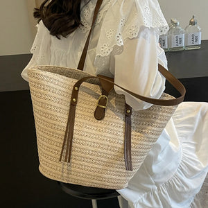 Summer Large Straw Bag Women Straw Shoulder Bags Luxury Rattan Woven Tote Raffia Crochet Beach Bag a178
