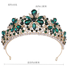Load image into Gallery viewer, Green Opal Crystal Flowers Wedding Crown Tiaras Rhinestone Diadem Pageant Hair Jewelry e16