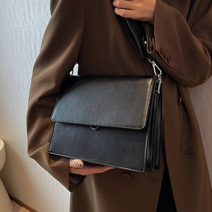 Flap Double Layers Shoulder Bags Women Square Crossbody Bag PU Leather Handbags s22