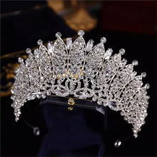 Laden Sie das Bild in den Galerie-Viewer, Baroque Luxury Handmade Crystal Bridal Tiaras Cubic Zircon Big Crown Rhinestone Pageant Diadem Headband Wedding Hair Accessories