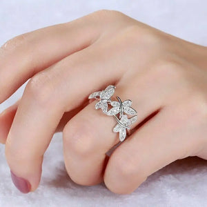 Chic Dragonfly Rings Women Silver Color Exquisite Female Finger Ring for Wedding Party Birthday Gift Statement Jewelry