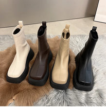 Load image into Gallery viewer, Winter Chunky Boots For Women Square Toe Shoes Slip On Platform Short Boots h12