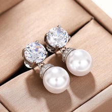 Cargar imagen en el visor de la galería, Fancy Women Imitation Pearl Dangle Earrings Silver Color Modern Accessories Wedding Party Elegant Jewelry