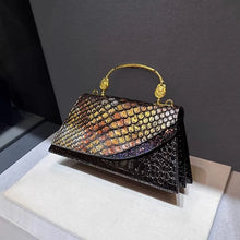 Carica l&#39;immagine nel visualizzatore di Gallery, Designer Сумка Black Gold 2023 New Scaly Crocodile Print Handbag Shoulder Bags for Women