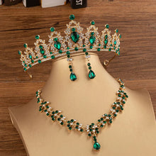 Load image into Gallery viewer, Crystal Heart Bridal Jewelry Sets Rhinestone Tiaras Crown Stud Earrings Necklace a102