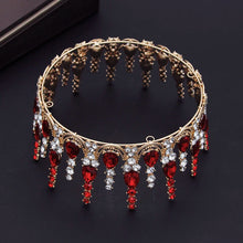 Cargar imagen en el visor de la galería, Vintage Baroque Blue Crystal Wedding Crown Hair Jewelry Bridal Headdress Queen King Tiaras Diadem