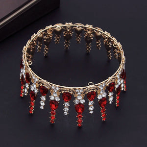 Vintage Baroque Blue Crystal Wedding Crown Hair Jewelry Bridal Headdress Queen King Tiaras Diadem