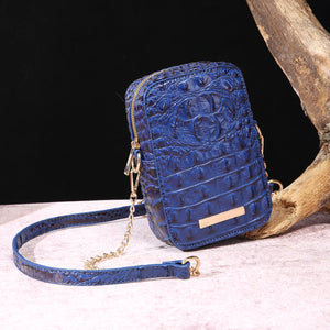 Crocodile Embossed Women's Satchel Purse Elegant Crossbody Bag Metal chain mobile phone crossbody bag