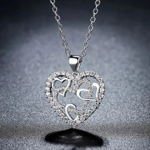 Laden Sie das Bild in den Galerie-Viewer, Multi Love Heart Pendant Necklace for Women Silver Color Luxury Cubic Zirconia Aesthetic Bridal Wedding Jewelry