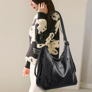 Multifunction Retro Shoulder Crossbody Bags for Women Designer Purses Leather Large Tote Handbags