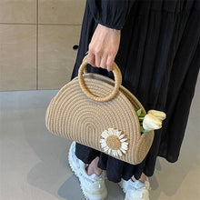 Carica l&#39;immagine nel visualizzatore di Gallery, Cotton thread Woven Handbag Women Holiday Beach Casual Tote Top-Handle Bags a180