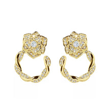 Carica l&#39;immagine nel visualizzatore di Gallery, Aesthetic Gold Color Flower Clip Earrings for Women Non-piercing Sparkling Cubic Zirconia Luxury Trendy Jewelry