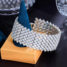 画像をギャラリービューアに読み込む, Round Cubic Zirconia Paved Chunky Wide Tennis Bracelets for Wedding Jewelry cw17 - www.eufashionbags.com