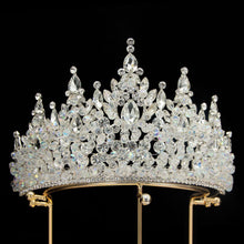 Charger l&#39;image dans la galerie, Large Baroque Rhinestone Bridal Tiaras Purple Queen Crowns Crystal Headpiece bc59 - www.eufashionbags.com