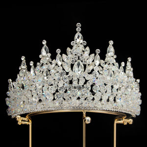 Large Baroque Rhinestone Bridal Tiaras Purple Queen Crowns Crystal Headpiece bc59 - www.eufashionbags.com