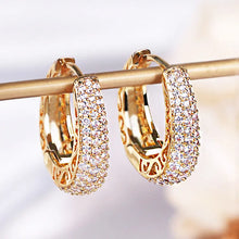 Load image into Gallery viewer, Luxury Paved CZ Hoop Earrings for Women Gold Color Hollow Out Ear Accessories