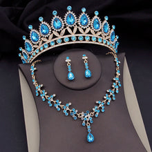 Carica l&#39;immagine nel visualizzatore di Gallery, Luxury Crystal Crown Wedding Choker Necklace Sets for Women Bridal Tiaras Jewelry Sets Costume Accessories