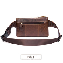 Carica l&#39;immagine nel visualizzatore di Gallery, Fanny Pack Men&#39;s Waist Bags Vintage Genuine Leather Belt Pouch Phone Pocket Hip Bag Travel Chest Bag Man Slingback