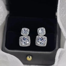 Laden Sie das Bild in den Galerie-Viewer, Fashion Geometric Dangle Earrings with CZ Crystal Earrings for Women Silver Color Accessories