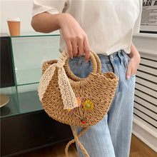 Laden Sie das Bild in den Galerie-Viewer, New Summer Handmade Bags for Women Beach Weaving Straw basket Wrapped Beach Bag a150