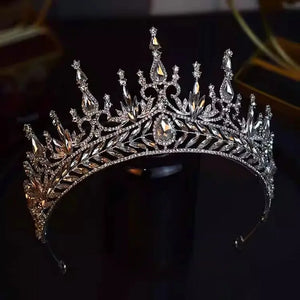 Baroque Vintage Geometric Crystal Rhinestones Princess Tiaras Crowns Diadems Queen Women Wedding Hair Accessories